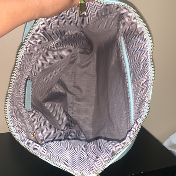 Convertible Oversized Vegan Leather Light Blue Hobo Bag - Picture 9 of 13